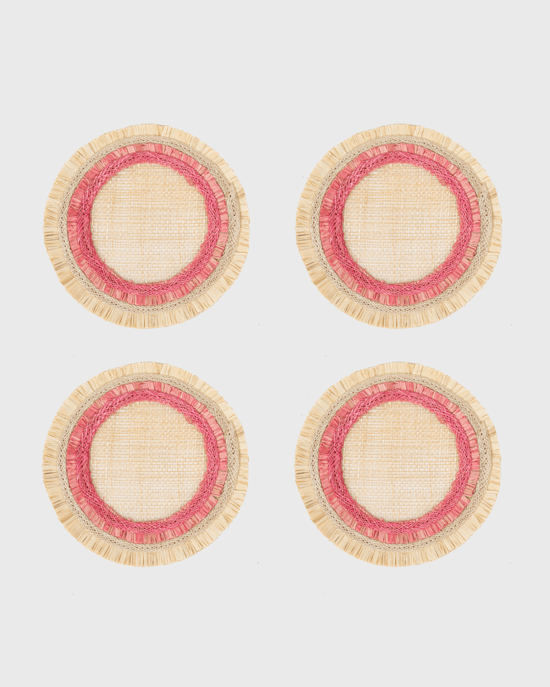 Ruffle Edge Straw Coasters, Pink