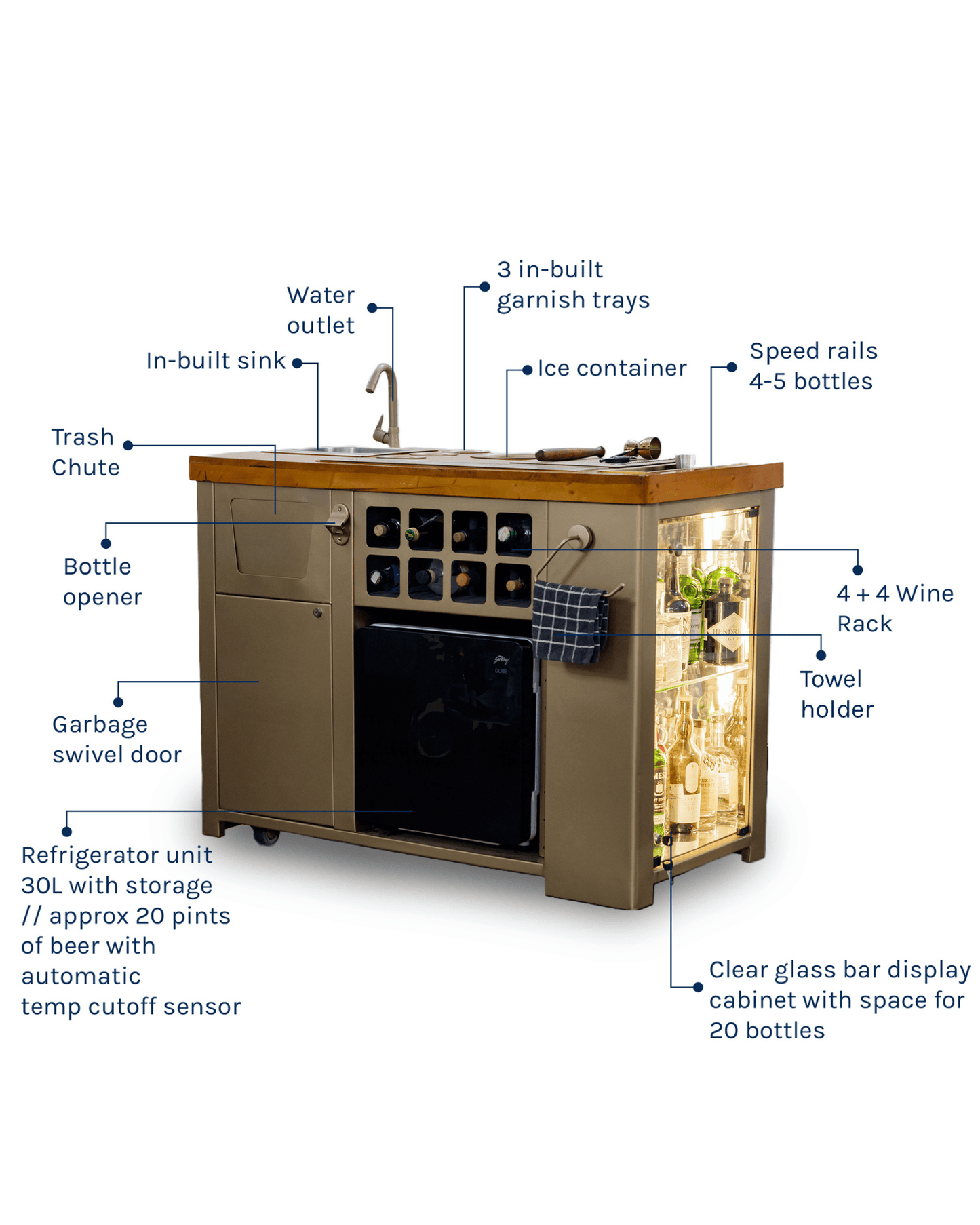HAUS OF BARS Model Z Home Bar with Wooden Top