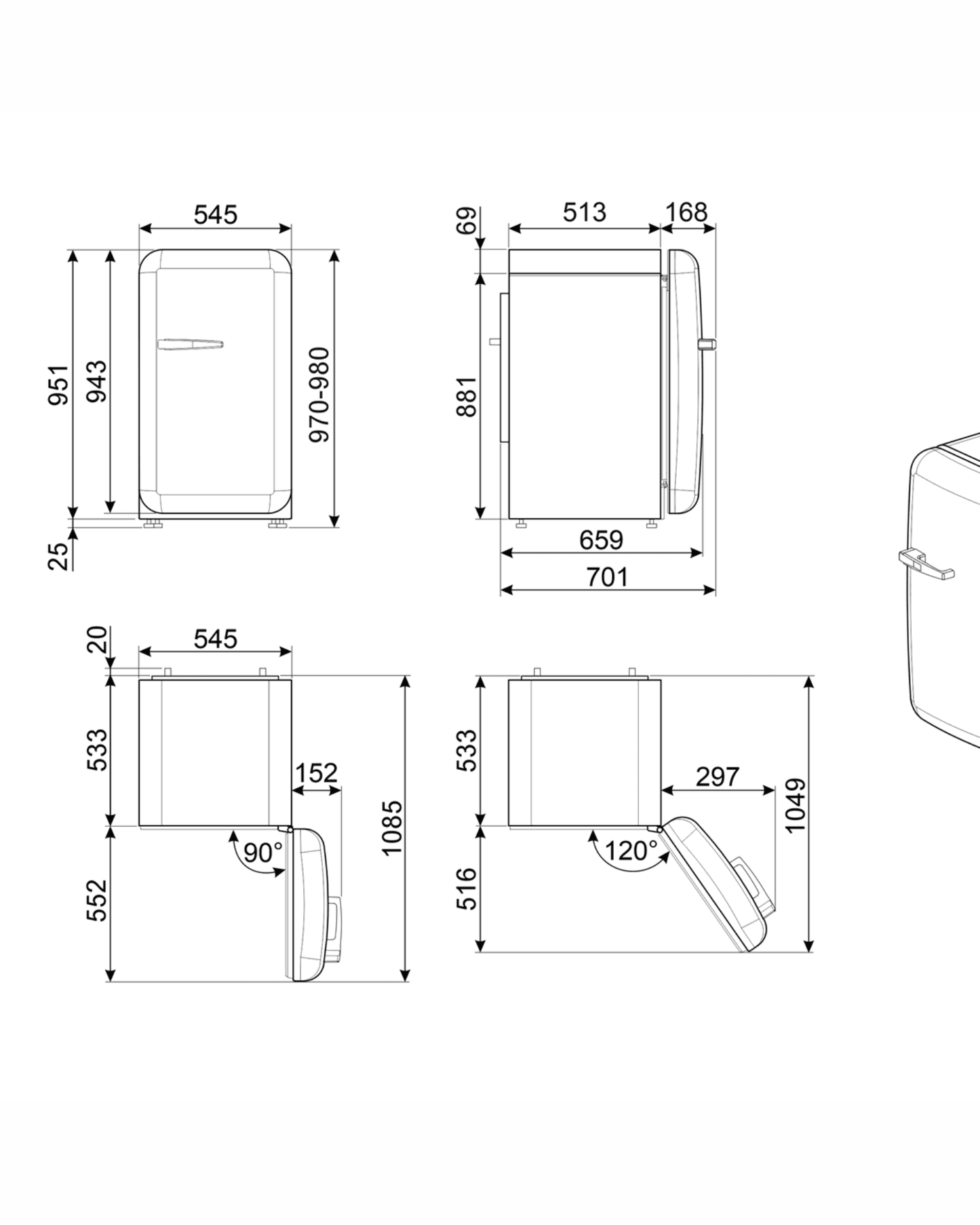 Happy Bar Refrigerator (Fab10HR) – 50’s Style, Red