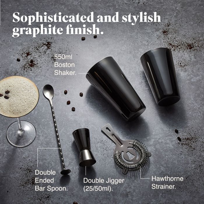 Boston Cocktail Set, Brushed Graphite