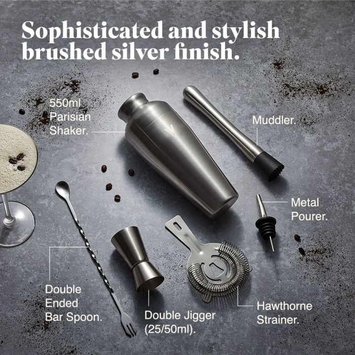 Parisian Cocktail Shaker Set, Silver