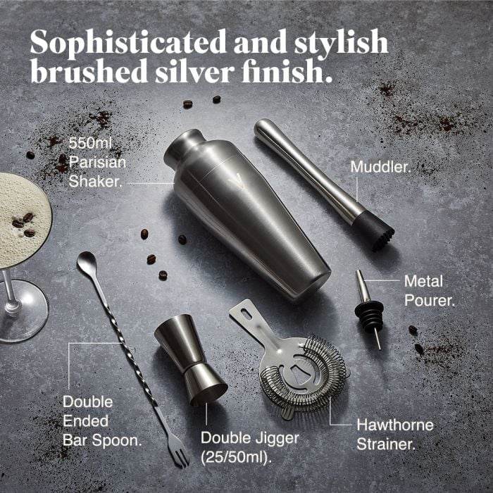 Parisian Cocktail Shaker Set, Silver