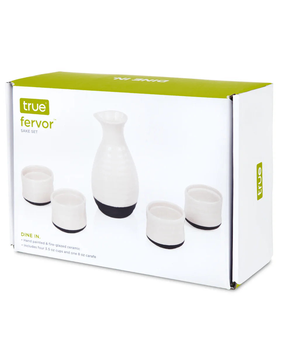 Fervor Ceramic Sake Set, White