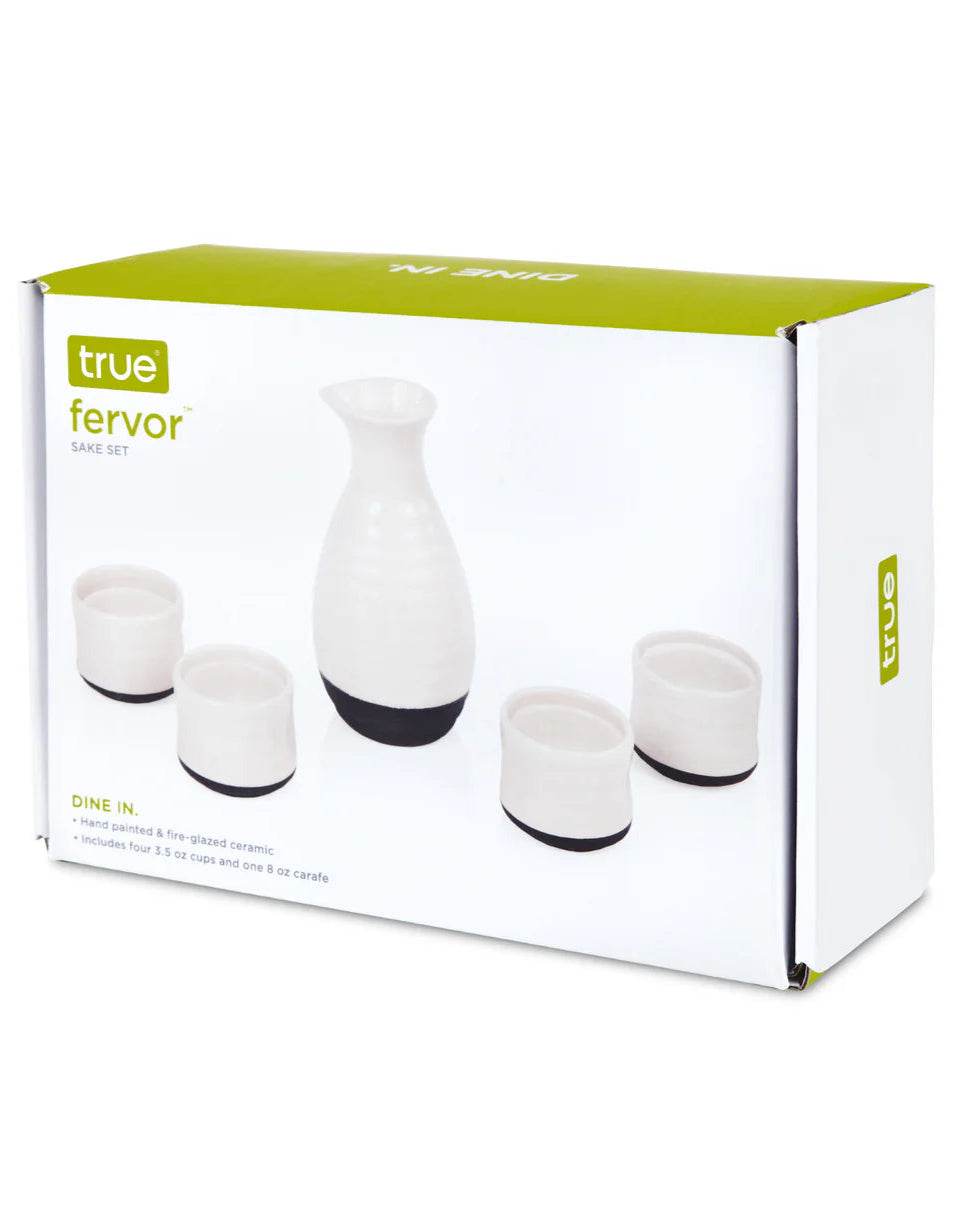 Fervor Ceramic Sake Set, White