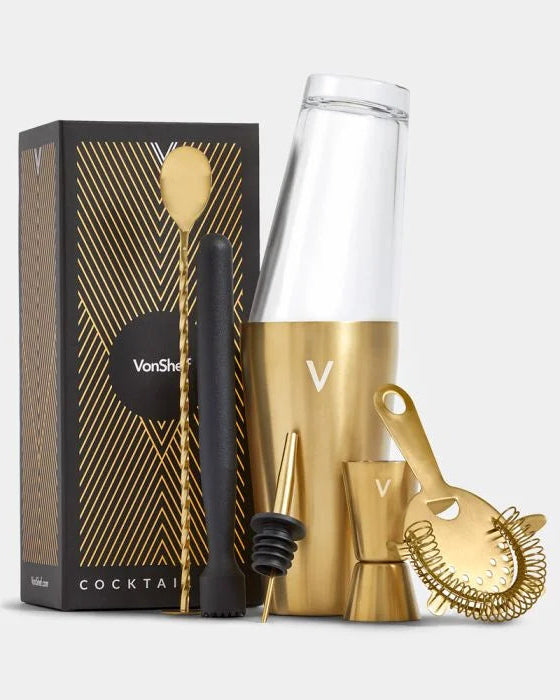 Boston Cocktail Shaker Set, Brushed Gold