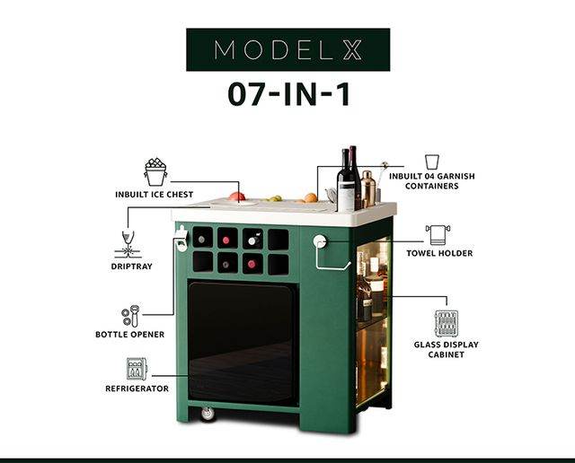 Model X Emerald Green Leather Vinyl Finish Bar