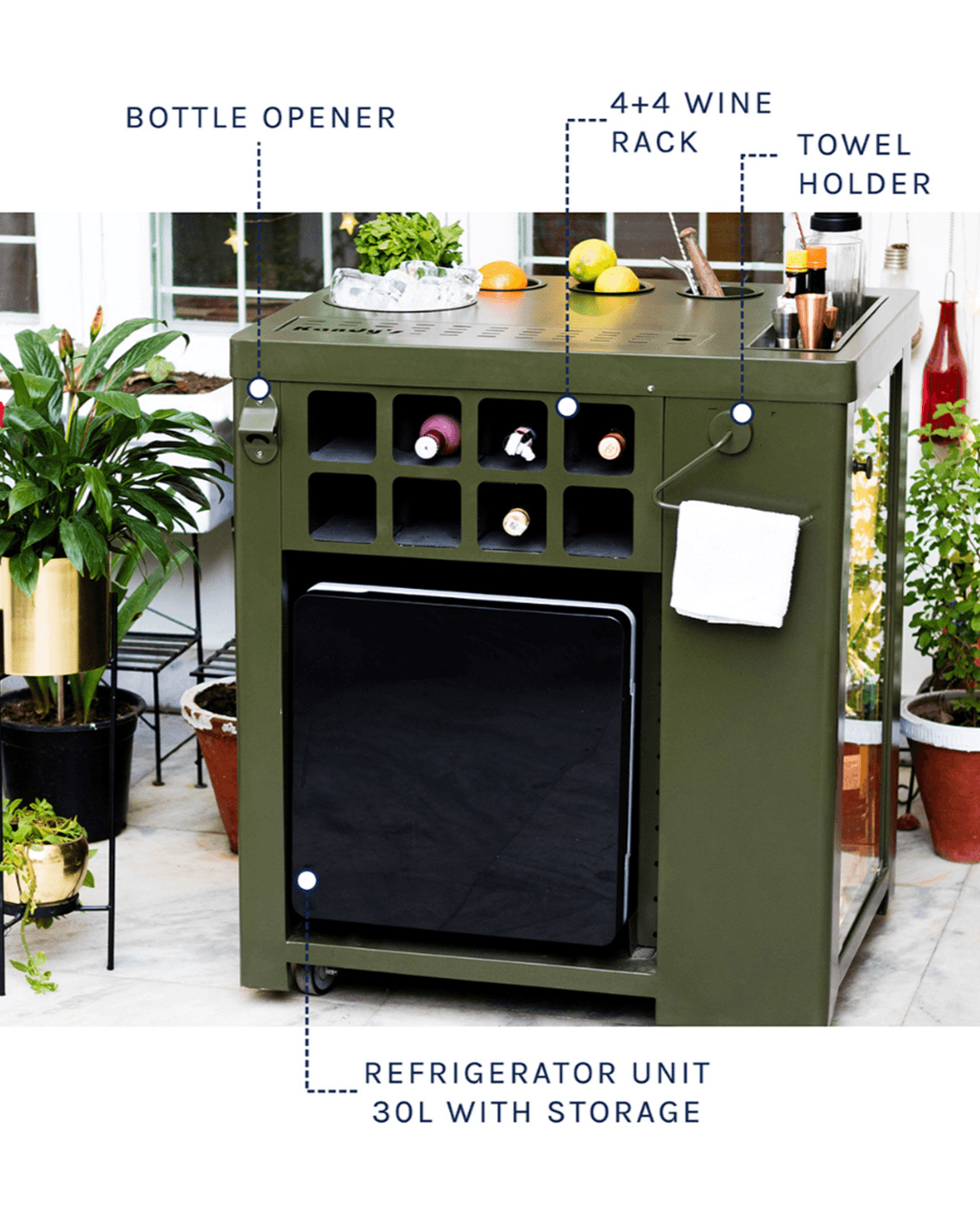 Model X Home Bar, Olive Green Finish Online