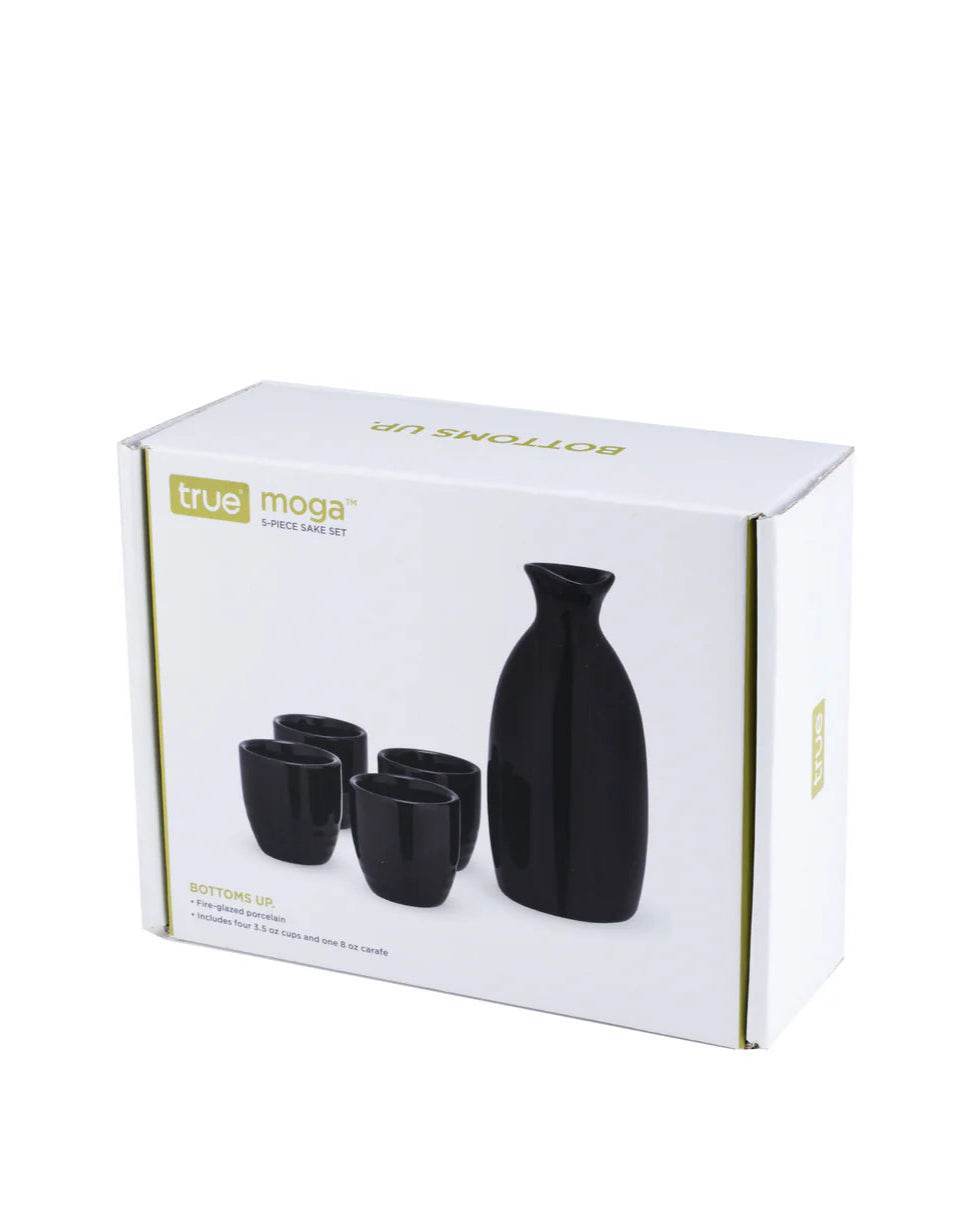 Moga Porcelain Sake Set, Black