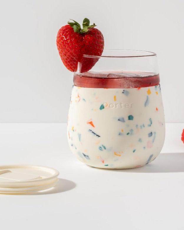 Travel Wine Glass, Terrazzo Cream