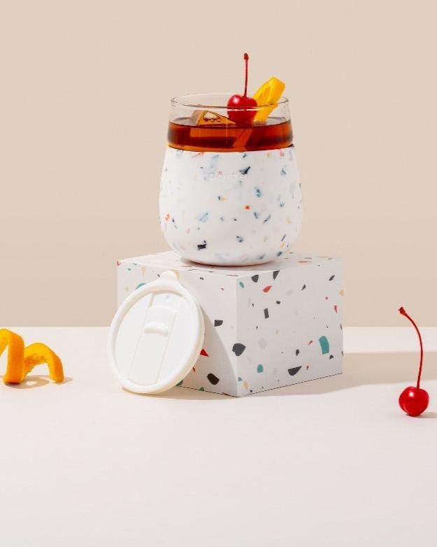 Travel Wine Glass, Terrazzo Cream