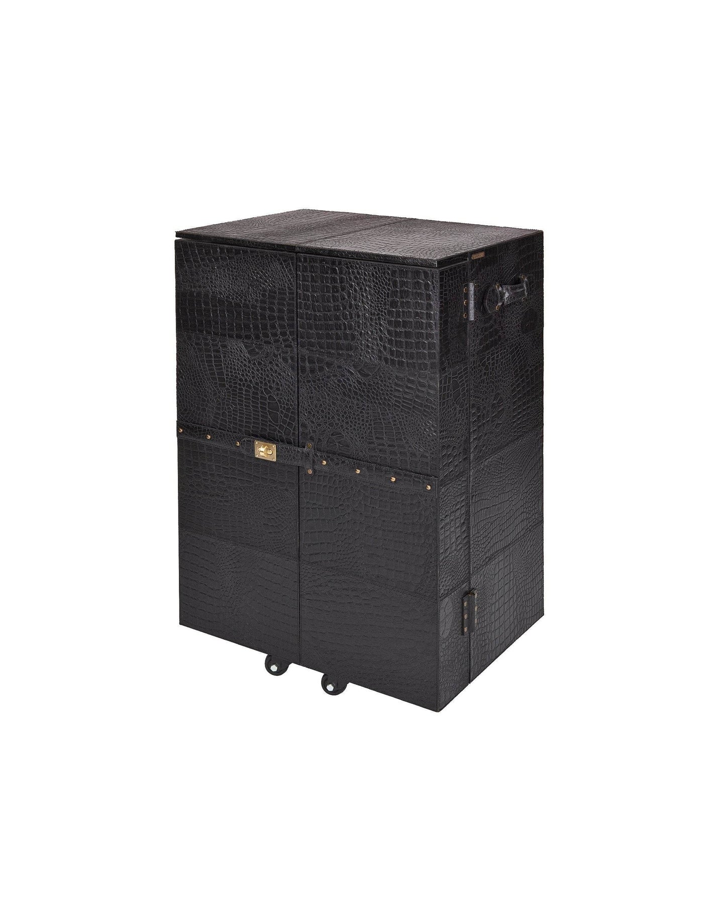 Front Open Bar in Genuine Leather, Black