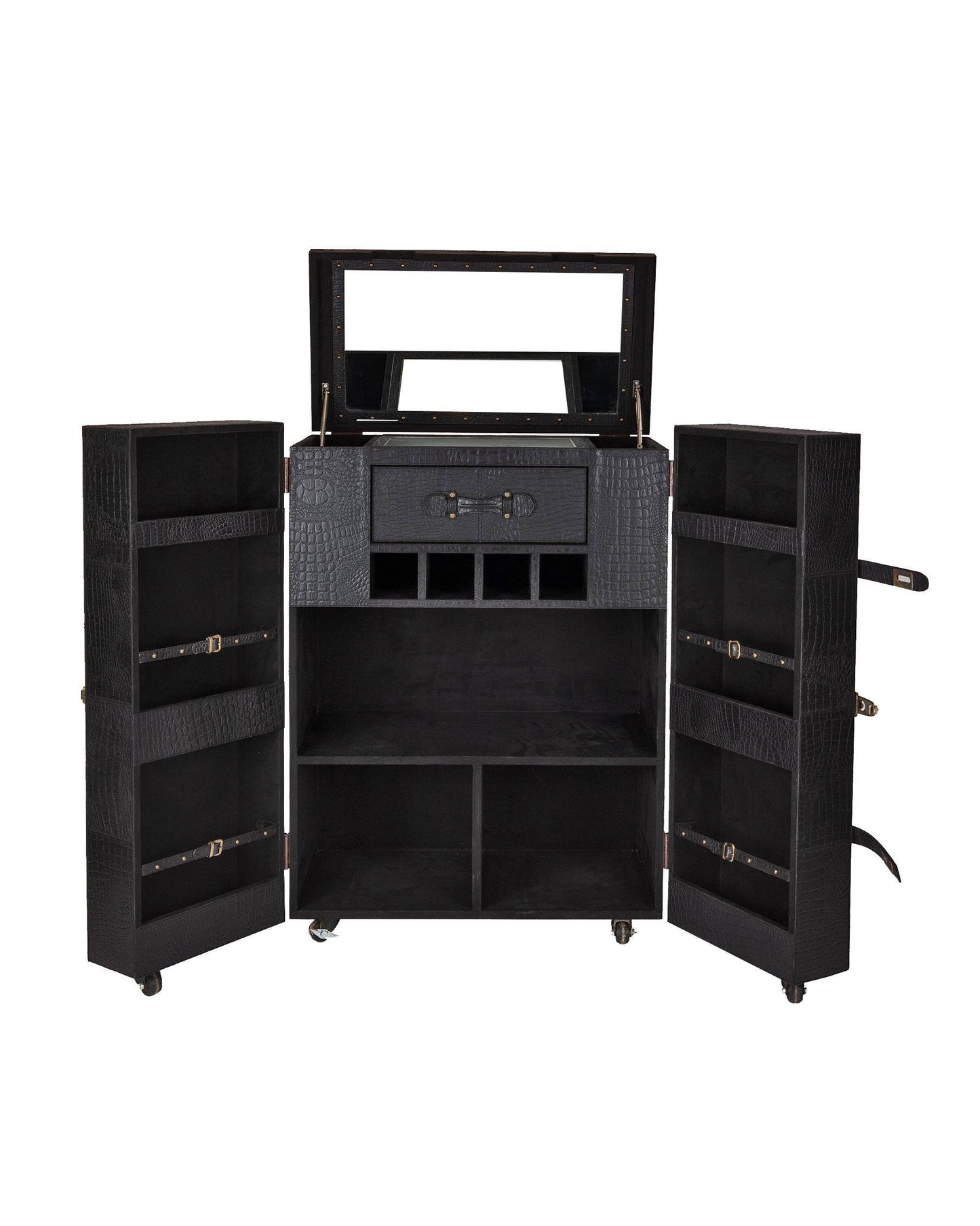 Mandalay Top Open Leather Bar, Black