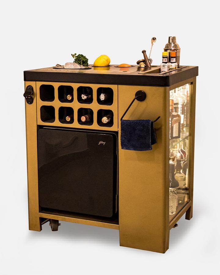 Model X Home Bar, Matt Gold & Matt Black Finish