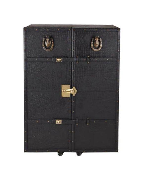 Mandalay Top Open Leather Bar, Black