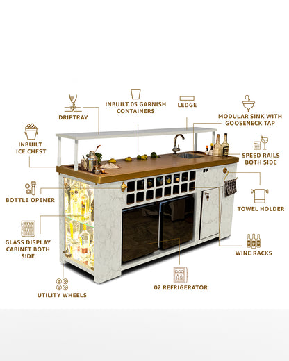 Double Model X Home Bar,  Satvario Marble Finish