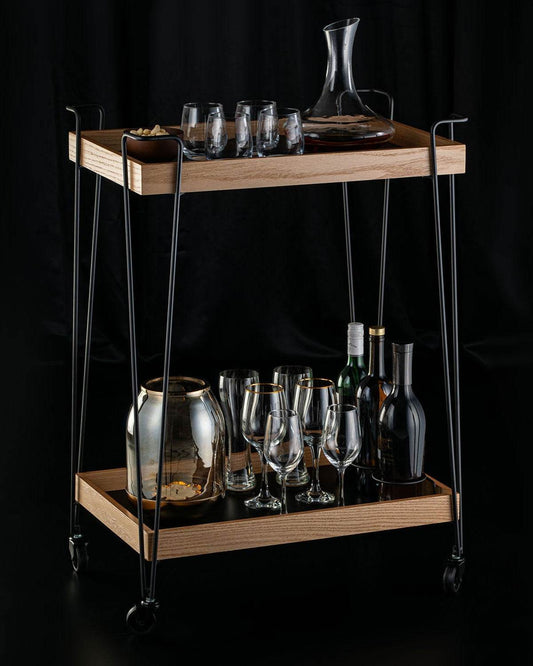 Classic Oakwood Serving Cart