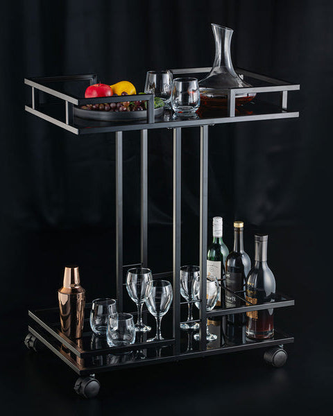 Gilded Glass Trolley With Steel Framework
