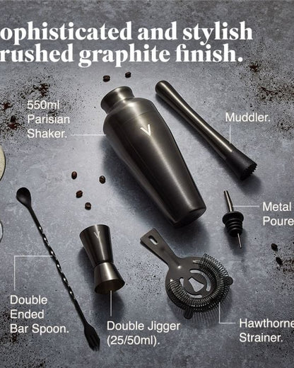 Parisian Cocktail Shaker Set, Graphite