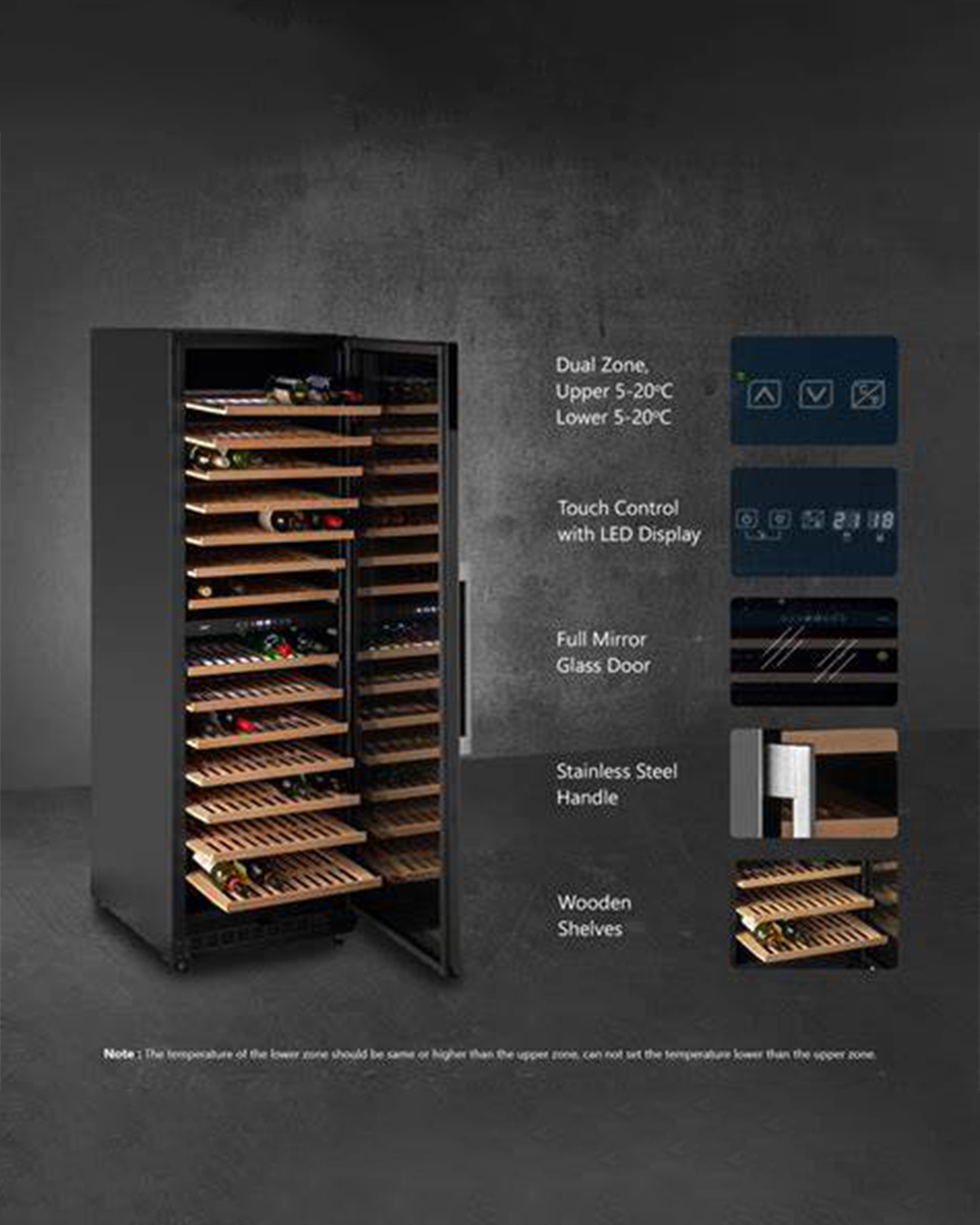 171 Bottle Dual Temperature Wine Cooler