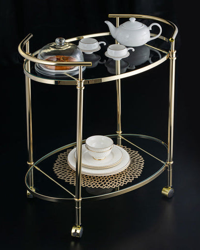 Clear Glass Cart with Gold Frame