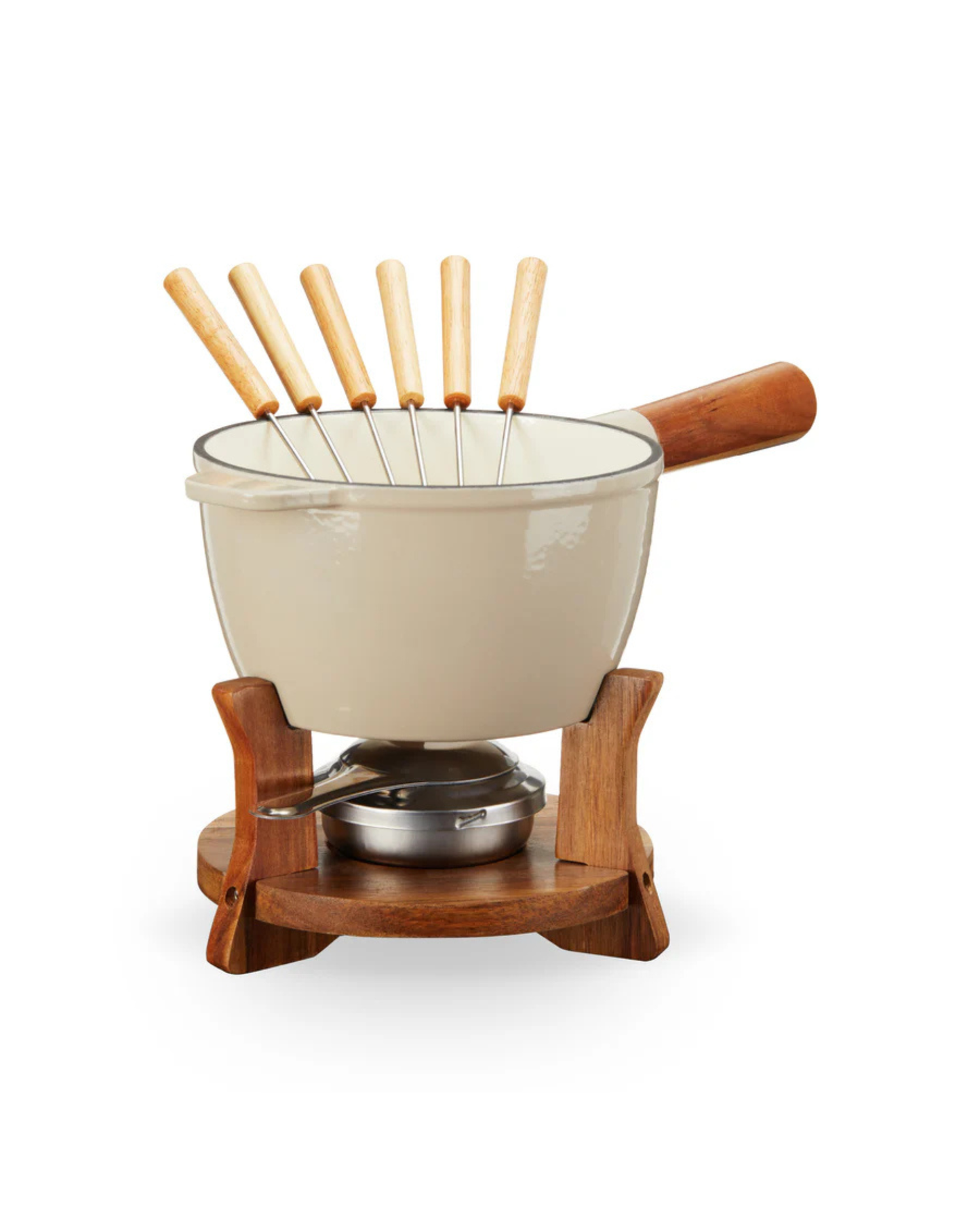 Wood & Cast Iron Fondue Pot