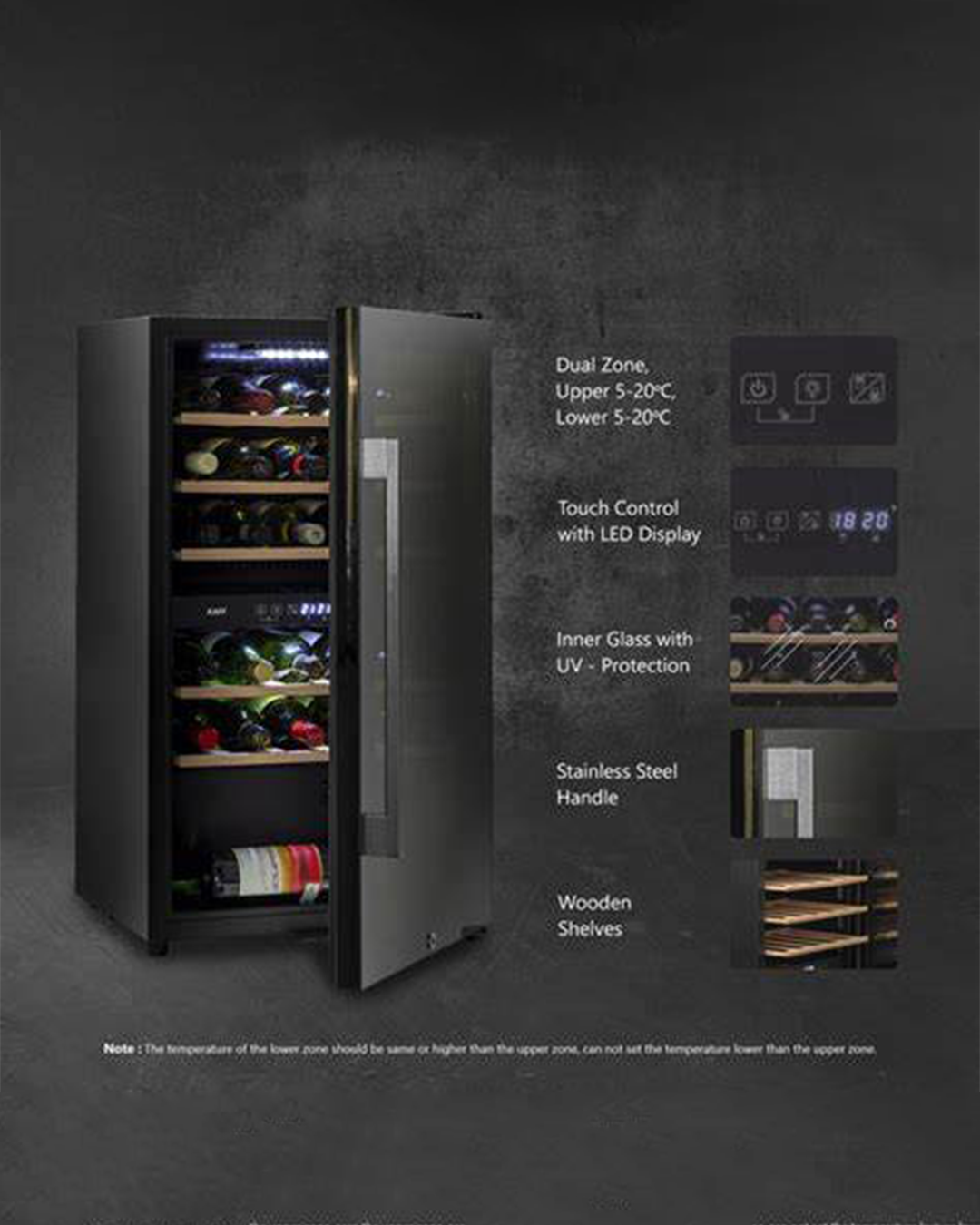 29 Bottle Dual Temperature Wine Cooler