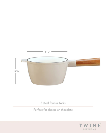 Wood & Cast Iron Fondue Pot