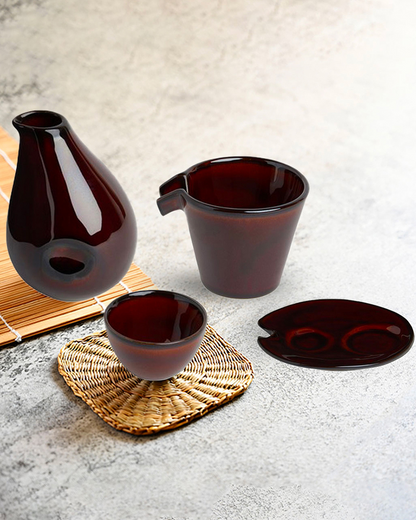 Sake set, Brown