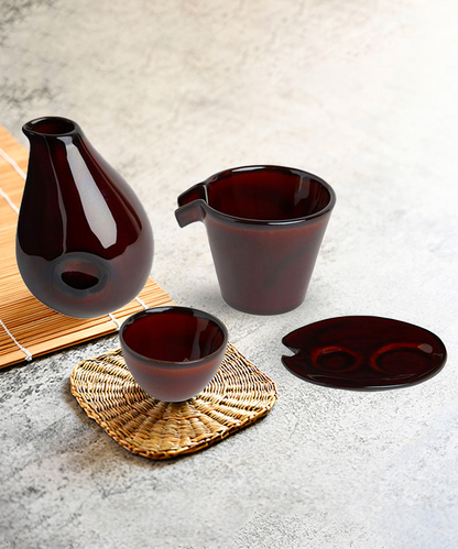 Sake set, Brown