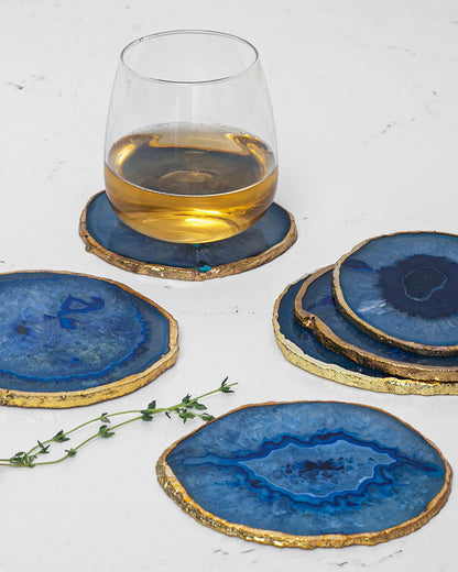 Agate Coasters, Blue