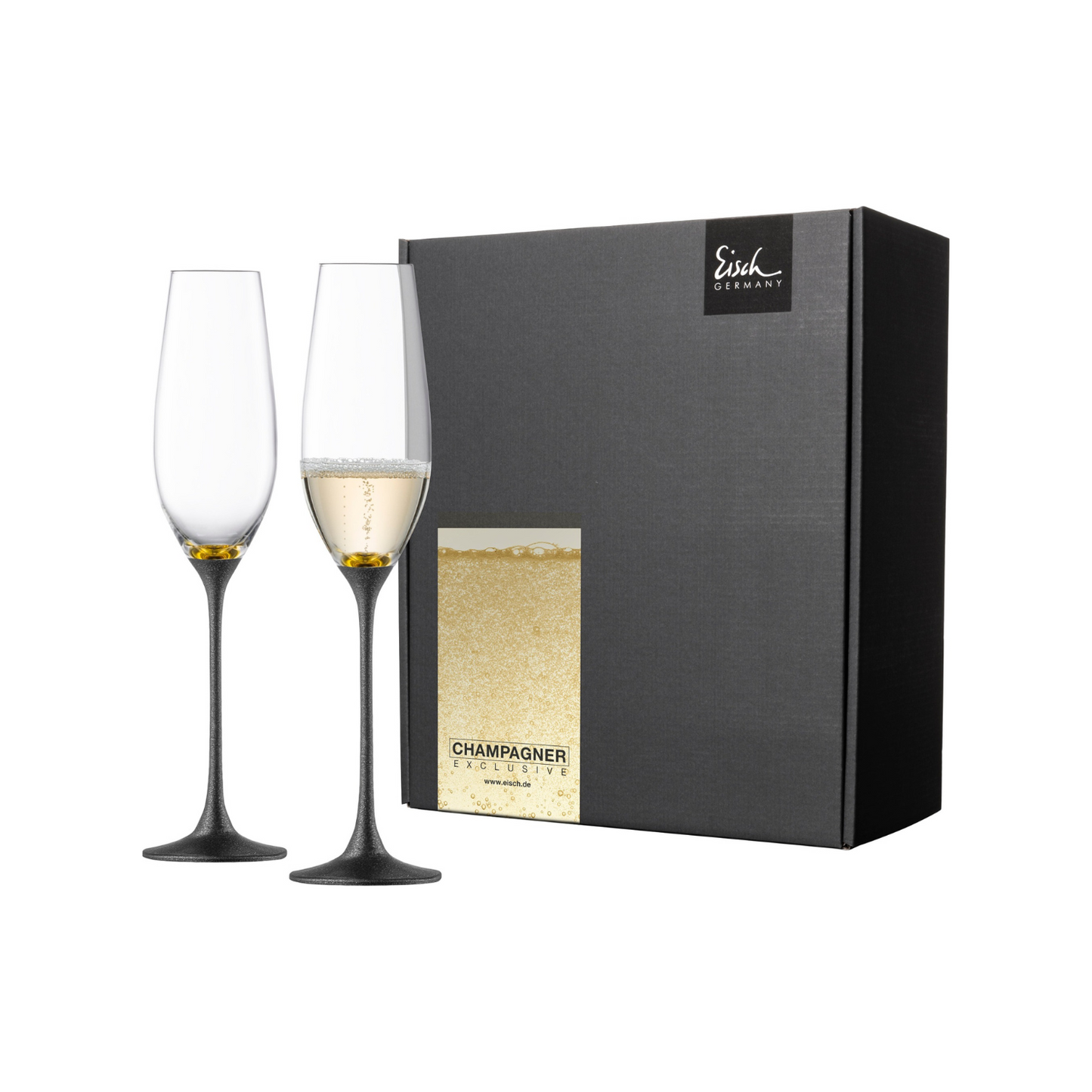 Champagne Exclusive Glass, Gold & Black, Set of 2