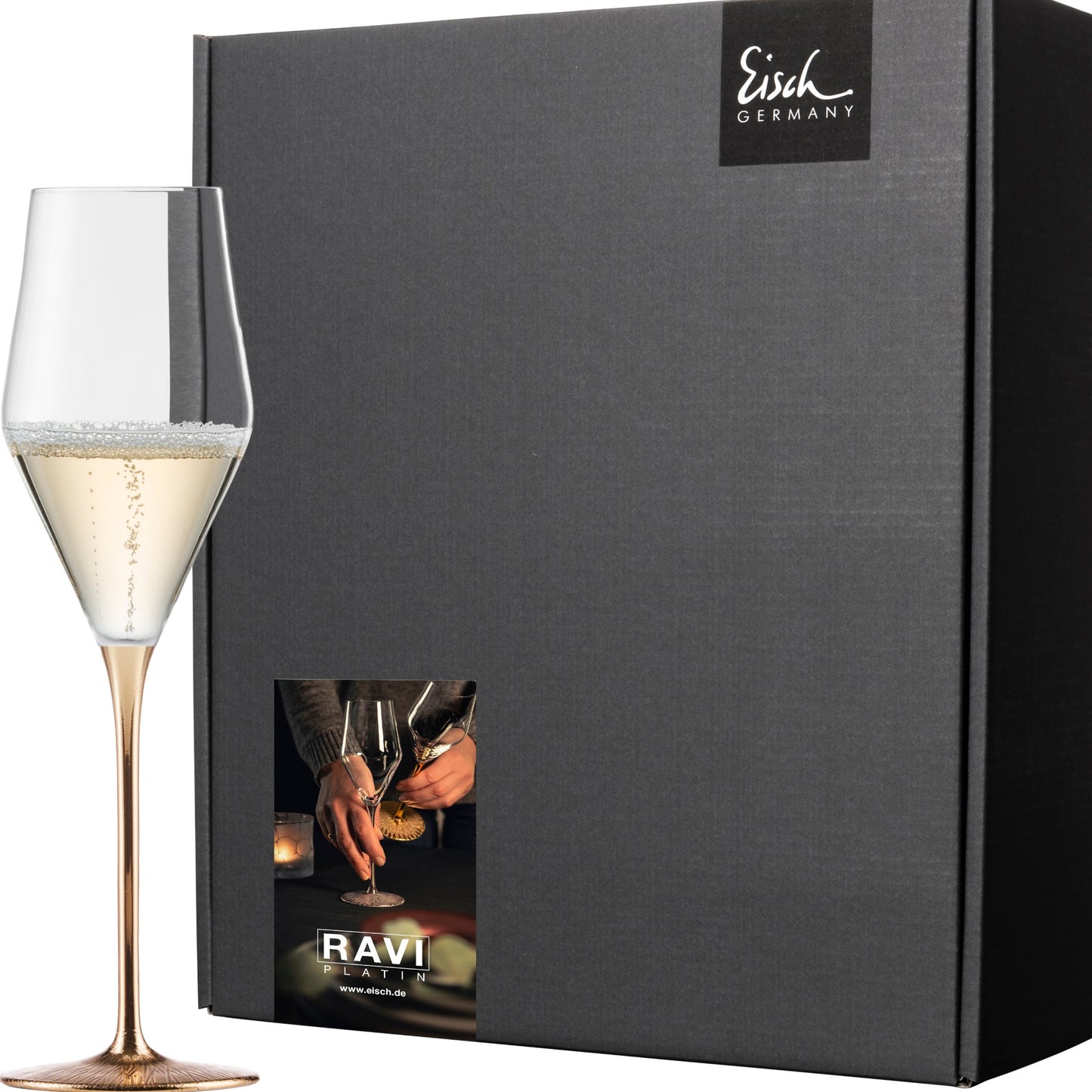Ravi Champagne Glass, Gold, Set of 2