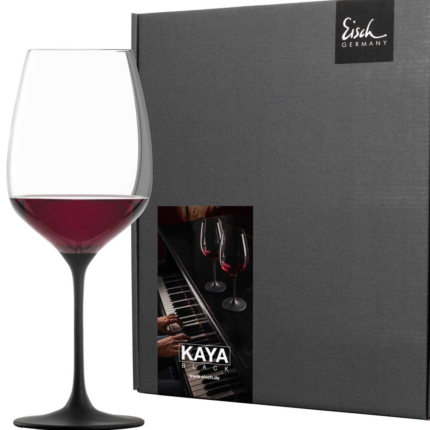 Kaya Red Wine Glass, Black, Set of 2