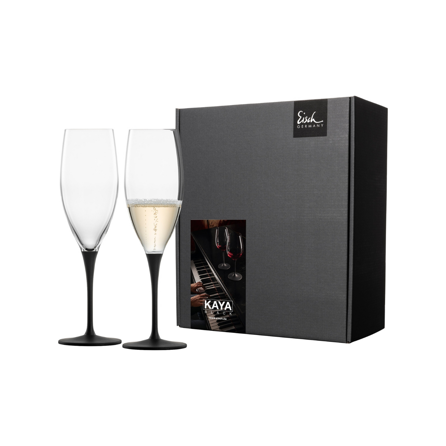 Kaya Champagne Glass, Black, Set of 2