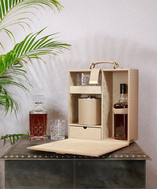 Briefcase Portable Bar, Beige