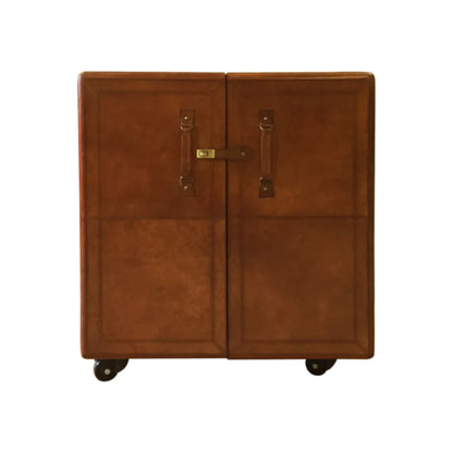 Leather Bar Cabinet, Brown