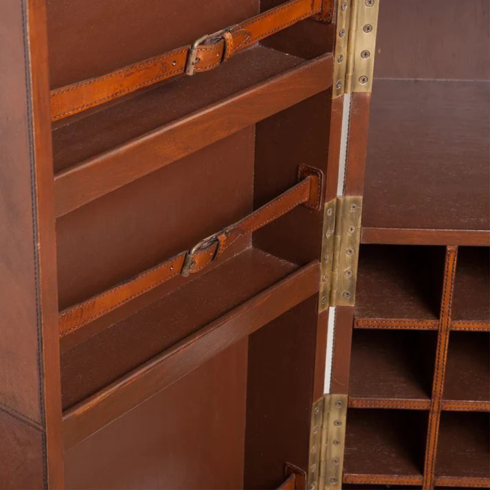 Leather Bar Cabinet, Brown