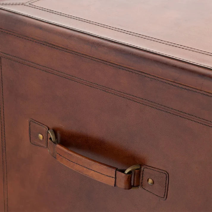 Leather Bar Cabinet, Brown