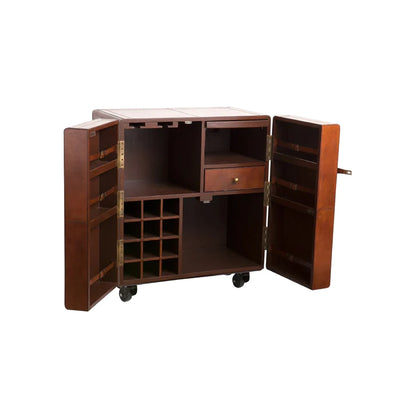 Leather Bar Cabinet, Brown