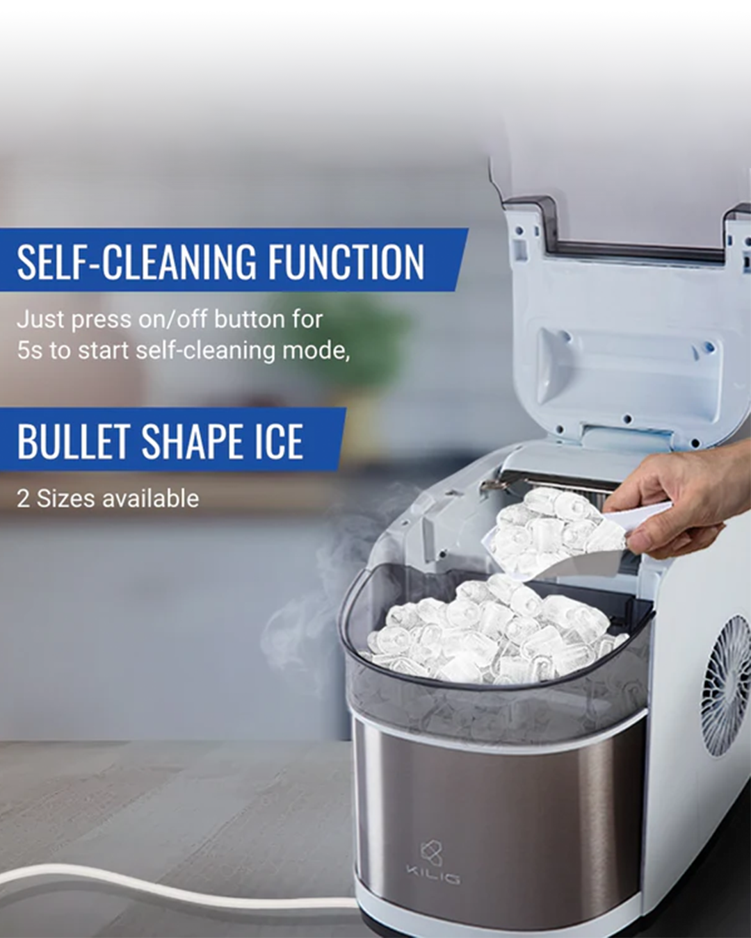 C01W Countertop Ice Machine, White