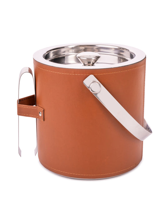 Faux Leather Ice Bucket, Tan