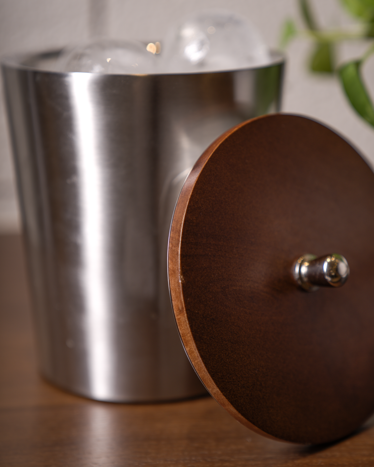Stainless Steel & Mango Wood Ice Bucket