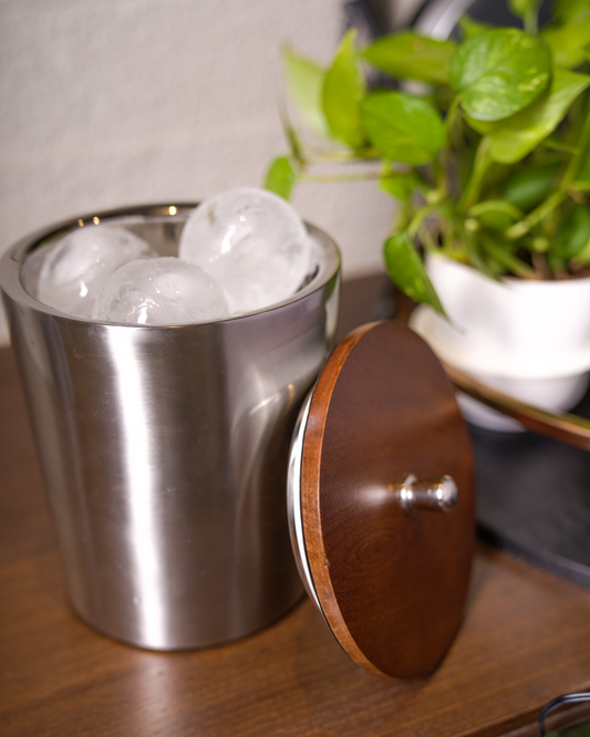 Stainless Steel & Mango Wood Ice Bucket