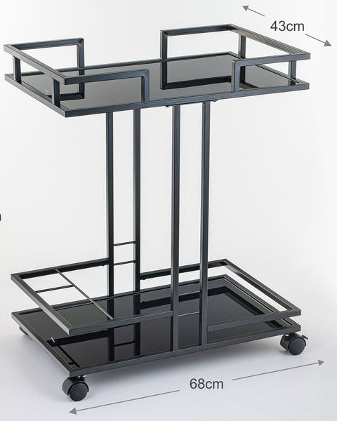 Gilded Glass Trolley With Steel Framework