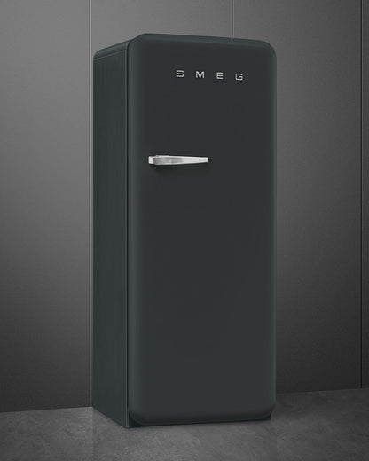 Free Standing Refrigerator- 50’s Style, Matte Black Velvet