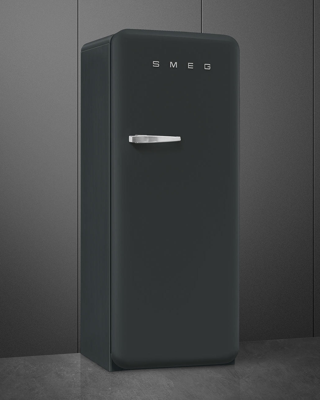 Free Standing Refrigerator- 50’s Style, Matte Black Velvet