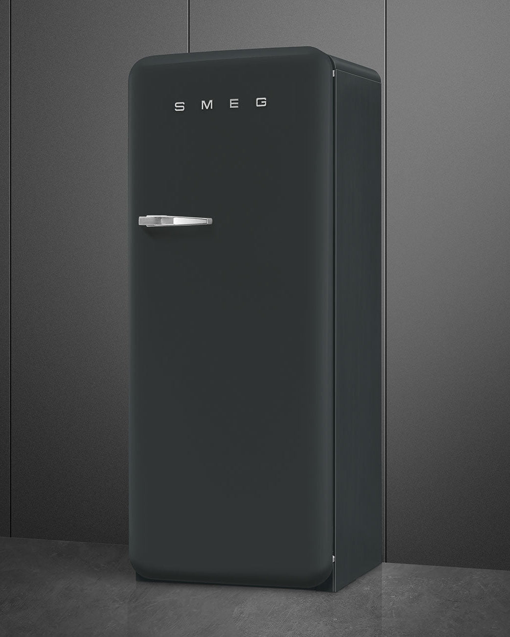 Free Standing Refrigerator- 50’s Style, Matte Black Velvet