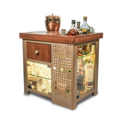 Model M Mini Bar- Matte Gold Right Side Display Cabinet