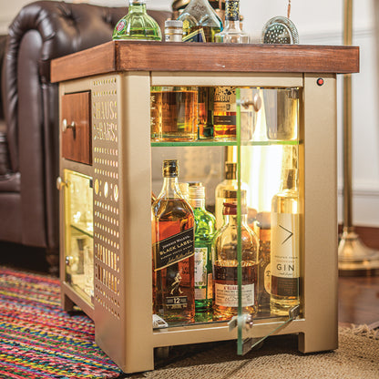 Model M Mini Bar- Matte Gold Right Side Display Cabinet