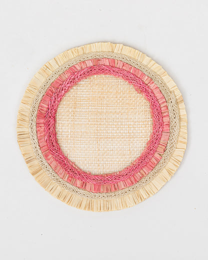 Ruffle Edge Straw Coasters, Pink